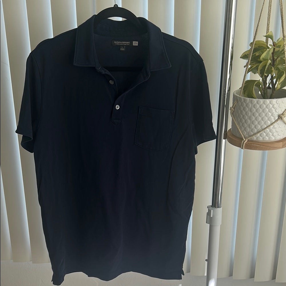 Banana Republic Navy Polo Shirt Classic Short-Sleeve